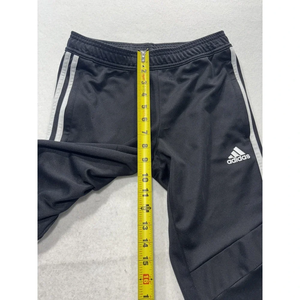 Adidas Track Pants Mens XS Black AEROREADY Elastic Waist Side Stripe Tapered